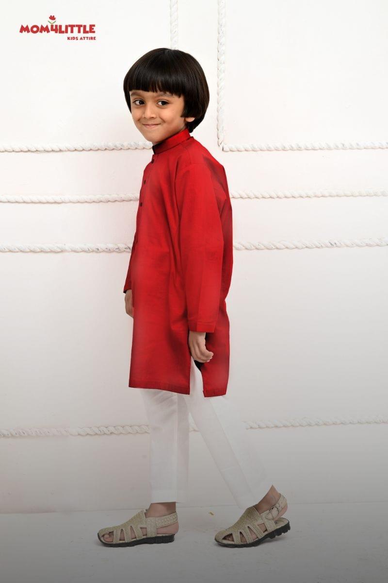 Mom4Little Red Kurta and White Pajama