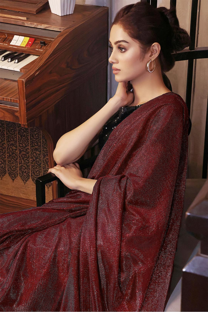 Sanas - Solid Moonlight Saree with Sequins Top | COCKTAIL | SR202234