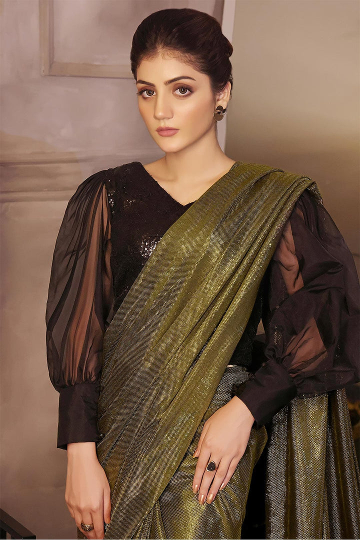 Sanas - Solid Moonlight Saree with Sequins Puffed Top | COCKTAIL | SR202236