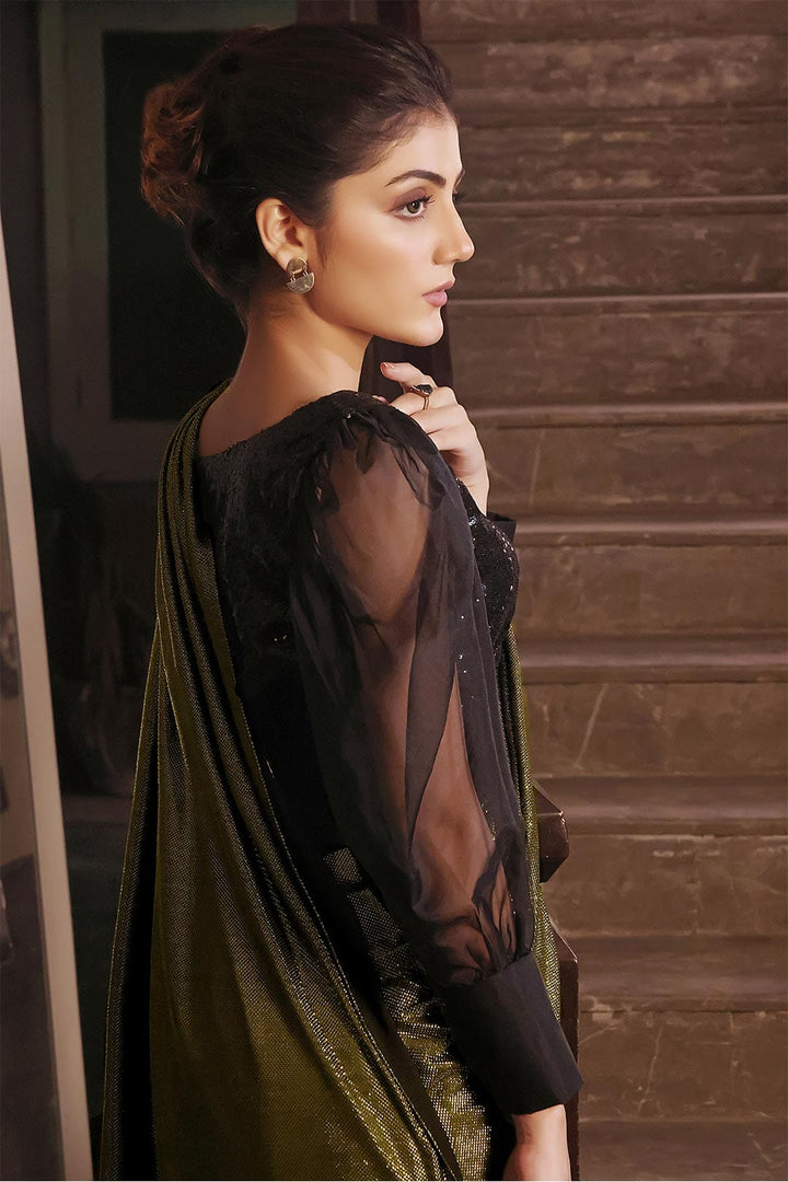 Sanas - Solid Moonlight Saree with Sequins Puffed Top | COCKTAIL | SR202236