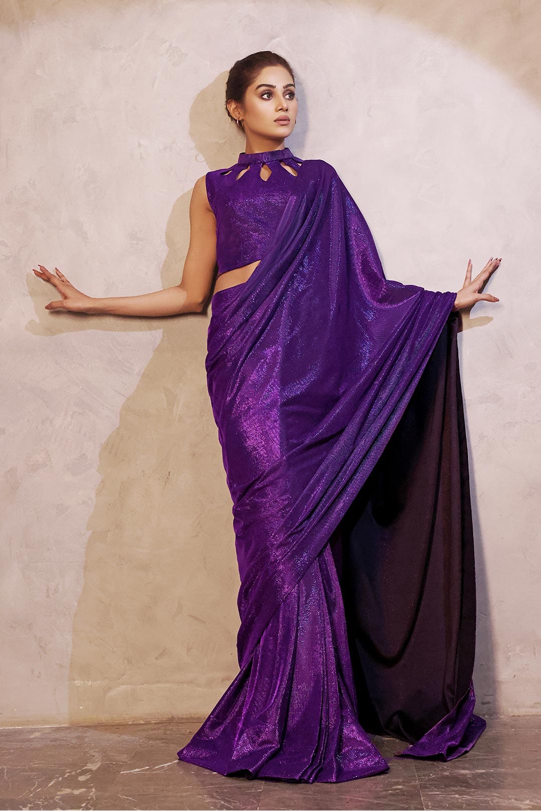 Sanas - Solid Moonlight Saree with Cut Work Top | COCKTAIL | SR202237