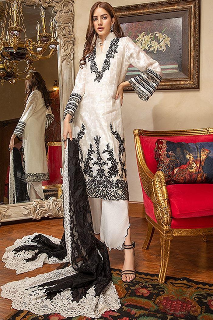 Nilofer Shahid - Josephine - Self-cotton Net - 3 Piece