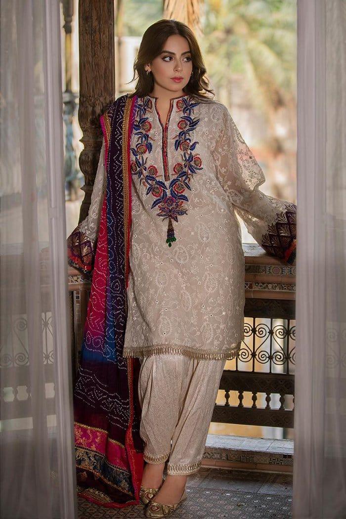 Nilofer Shahid - Mughal Mauve - Pure Self Silk and Chikankari - 2 Piece