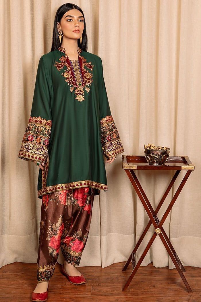 Nilofer Shahid - Persian Malachite - Pure khaddi Silk - 3 Piece