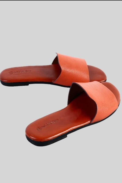 Novado - Flat Leather Sandals - Orange - Studio by TCS