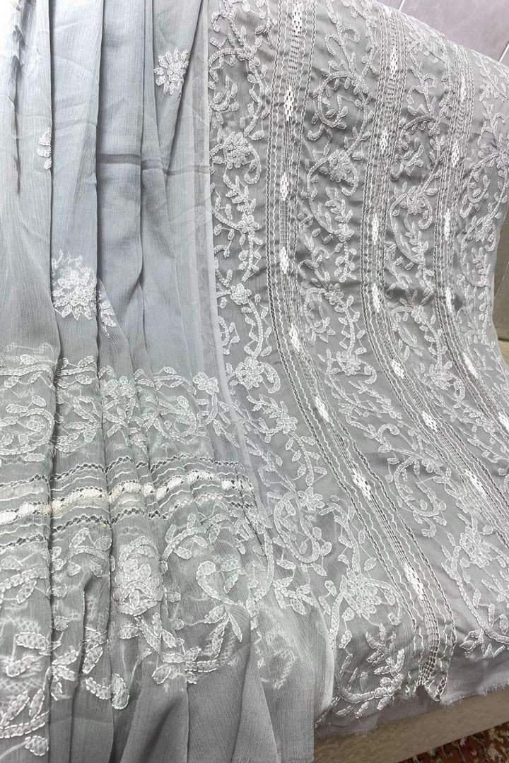 Design by Amina - Chikankari Chiffon Tarkashi Work 2 Piece - 04 - Studio by TCS