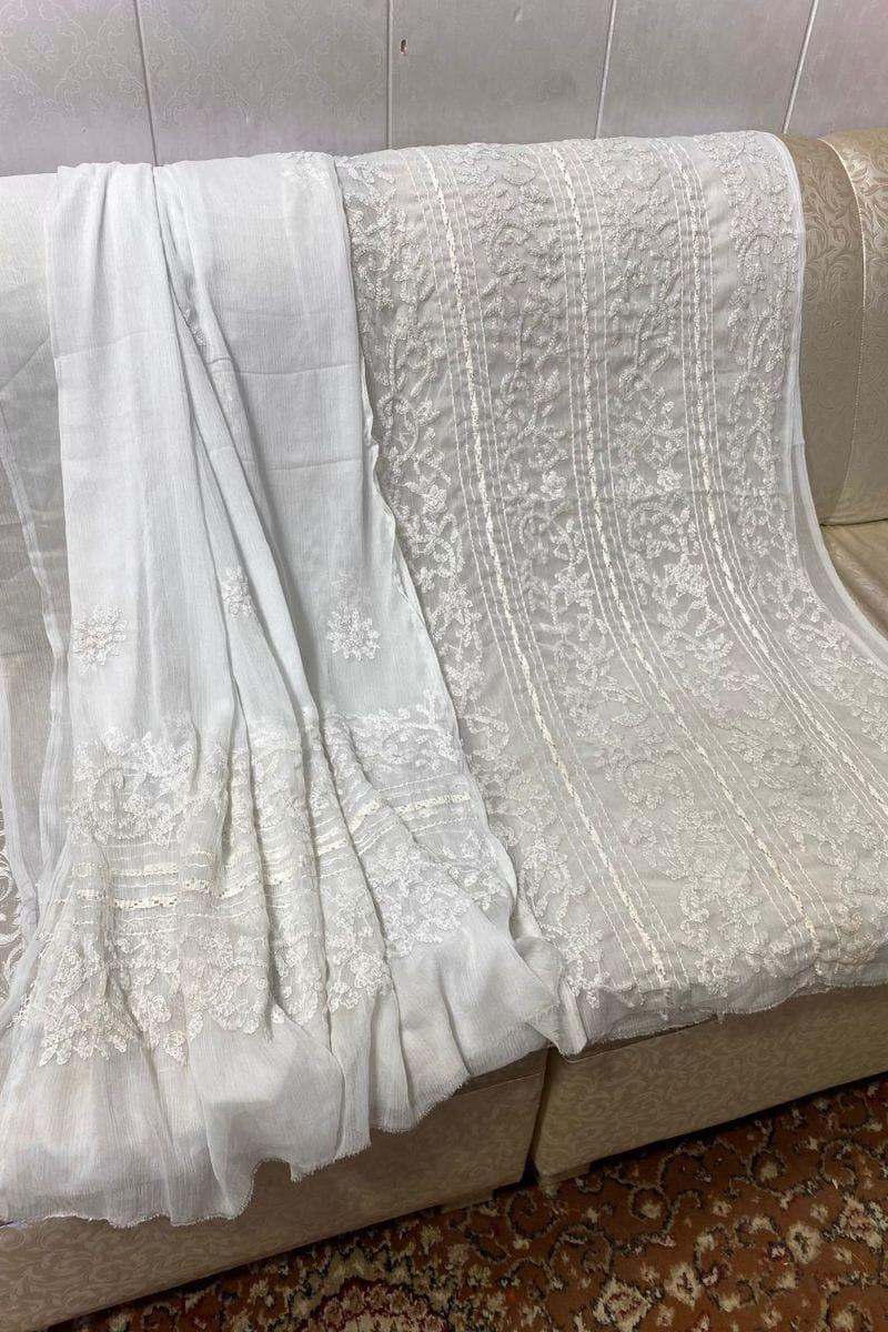 Design by Amina - Chikankari Chiffon Tarkashi Work 2 Piece - 08 - Studio by TCS