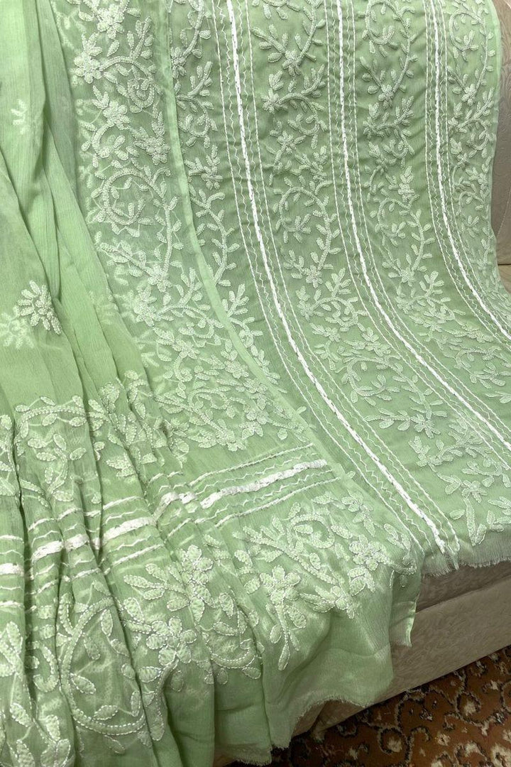 Design by Amina - Chikankari Chiffon Tarkashi Work 2 Piece - 05 - Studio by TCS