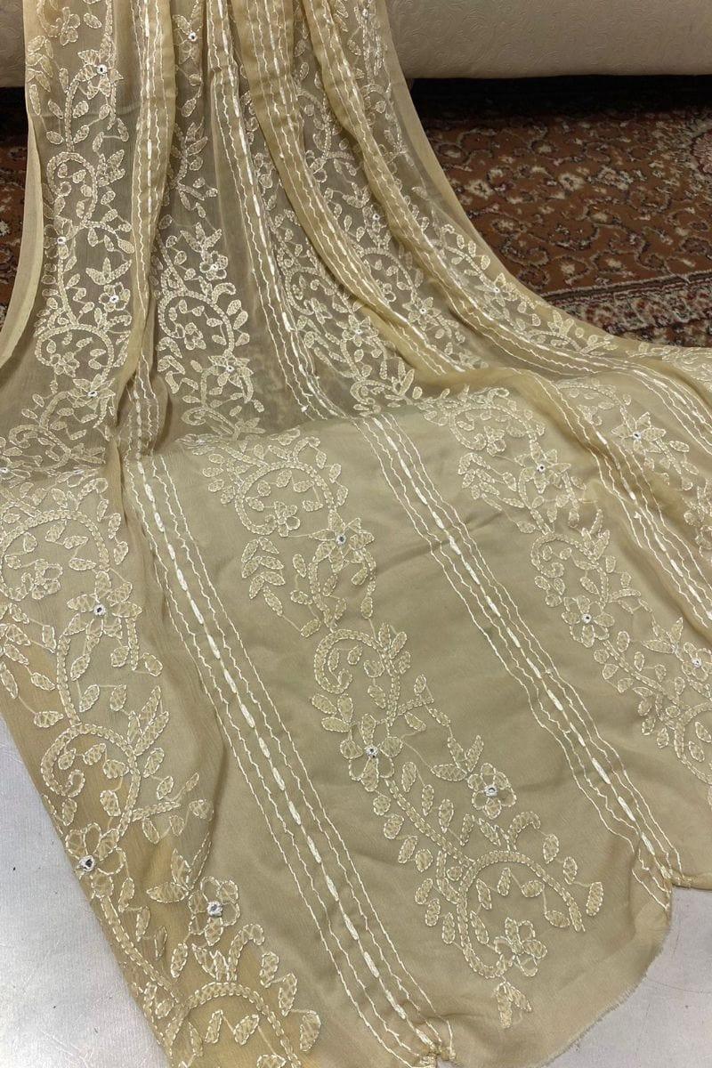 Design by Amina - Chikankari Chiffon Tarkashi Work 2 Pc - 06 - Studio by TCS