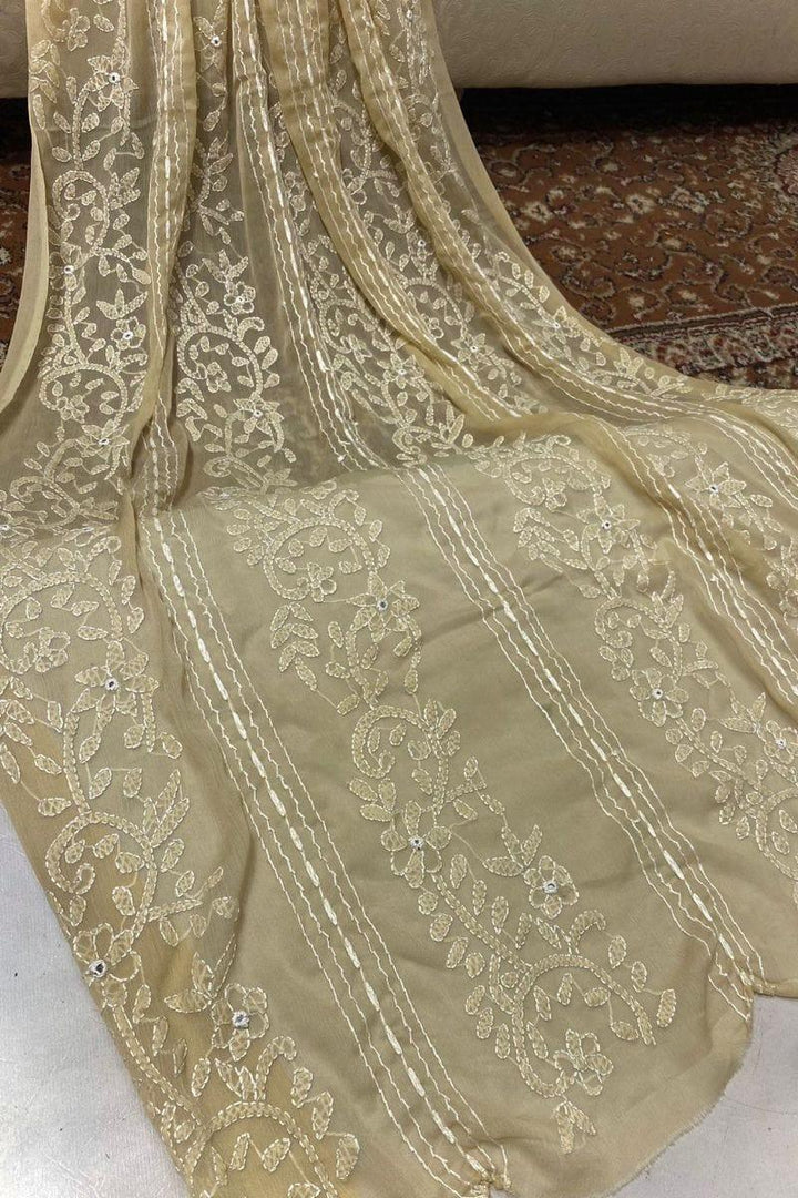 Design by Amina - Chikankari Chiffon Tarkashi Work 2 Pc - 06 - Studio by TCS