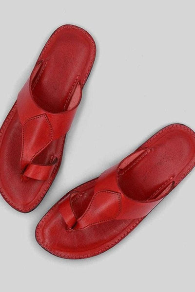 Novado - Kolhapuri Slippers with Toe Loop - Red - Studio by TCS