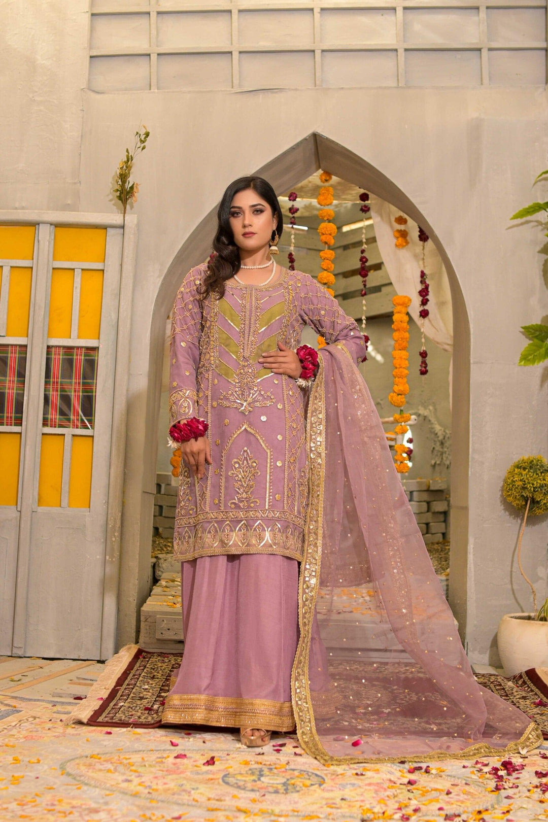Rubys Couture - Organza Embroidered Shirt with Raw Silk Lehenga  - Mayal