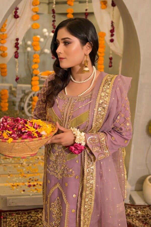 Rubys Couture - Organza Embroidered Shirt with Raw Silk Lehenga  - Mayal