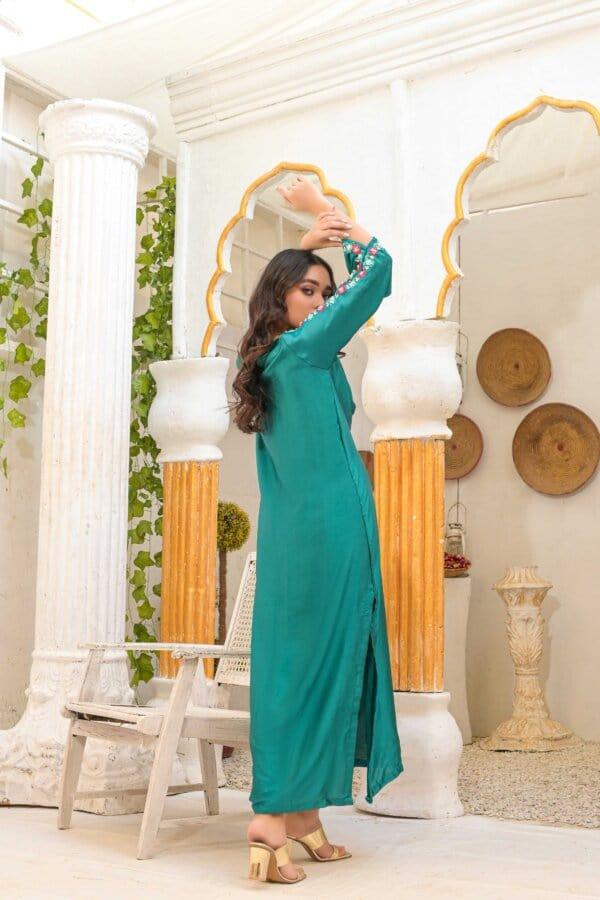 Rubys Couture - Silk Embroidered Kaftan - Neelam