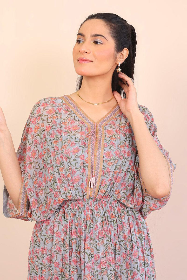 Generation - 2- Piece Gul Mithai Kaftan Dress - Light Grey - Chiffon