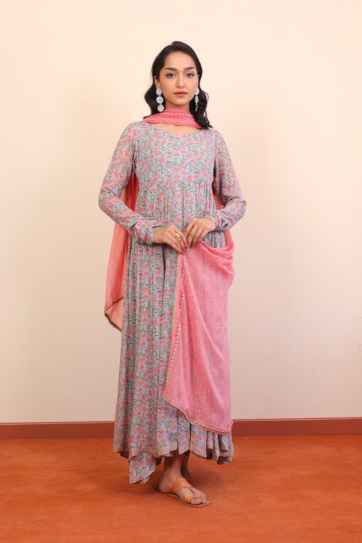 Generation - Gul Mithai Anarkali 2-Piece - Light Grey - Chiffon