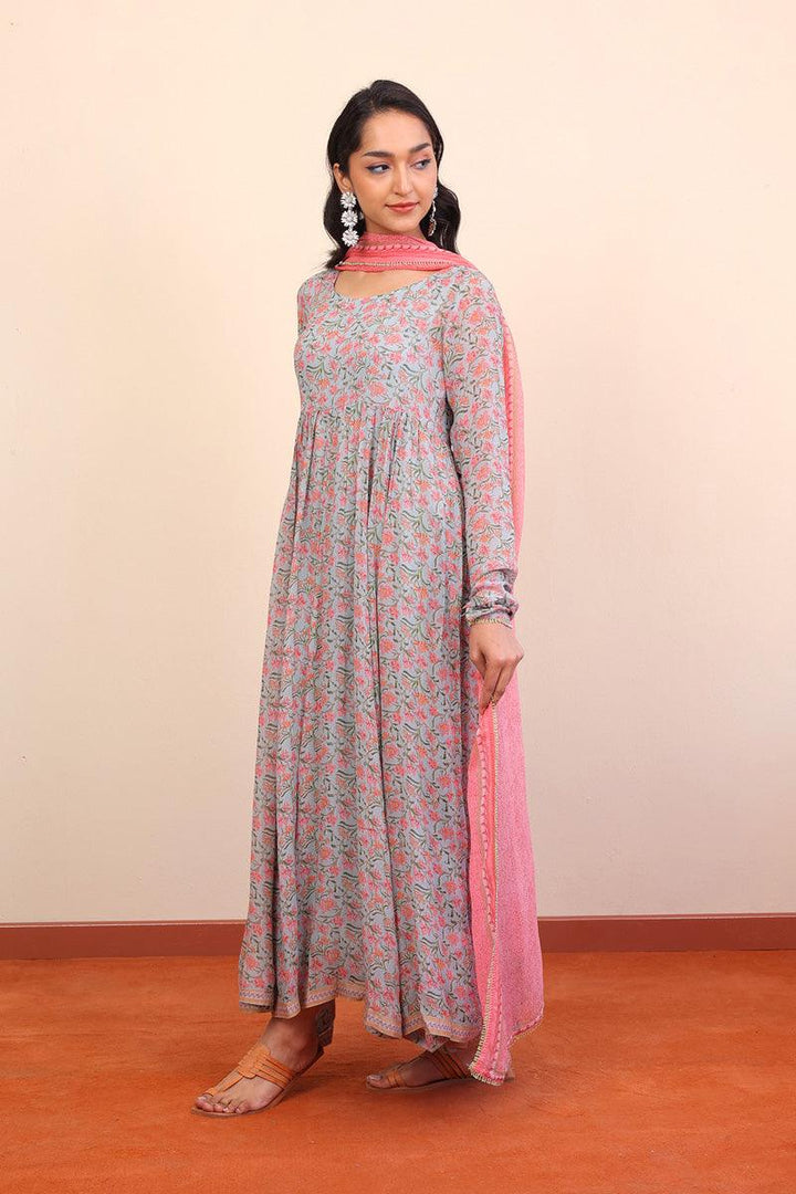 Generation - Gul Mithai Anarkali 2-Piece - Light Grey - Chiffon