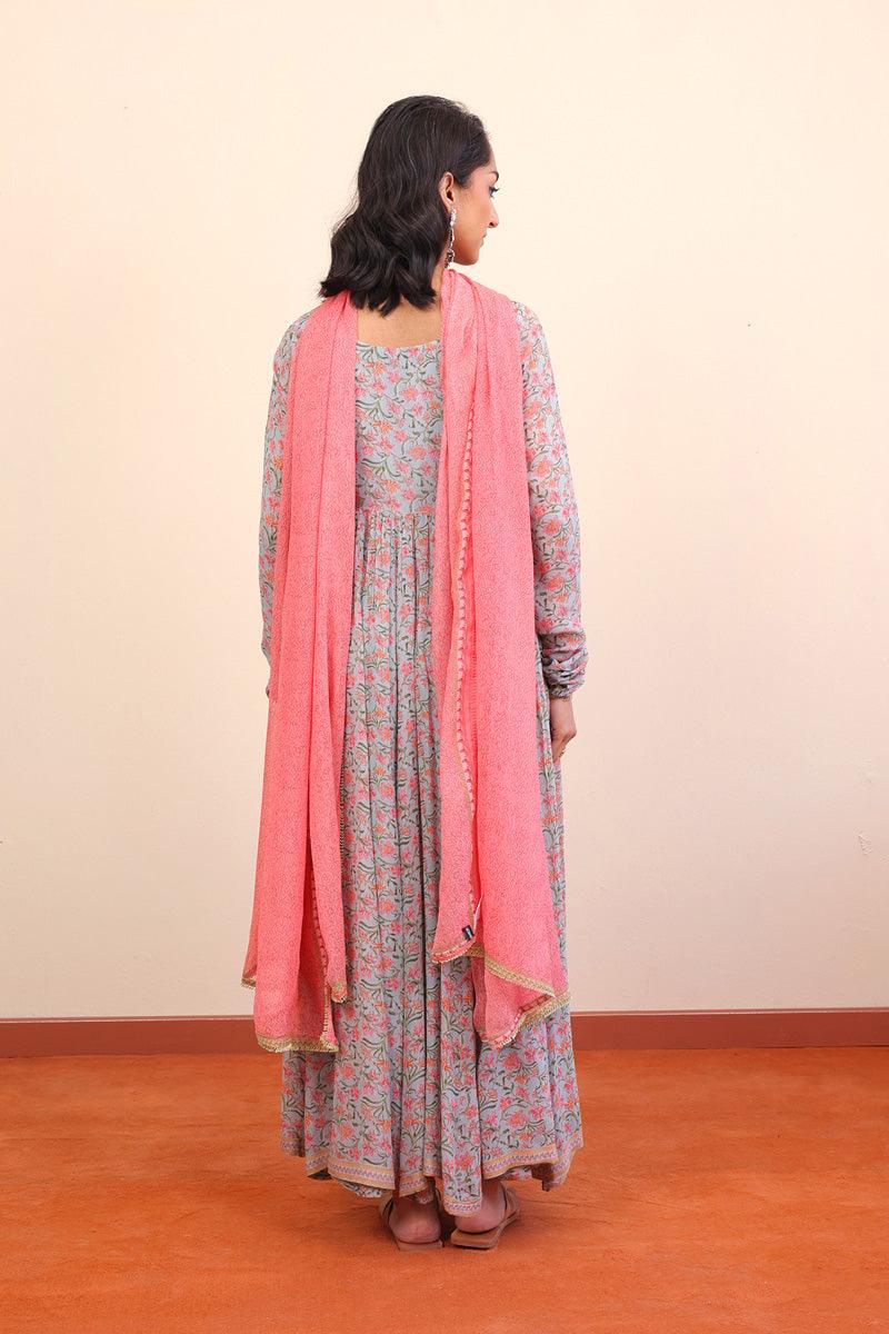 Generation - Gul Mithai Anarkali 2-Piece - Light Grey - Chiffon