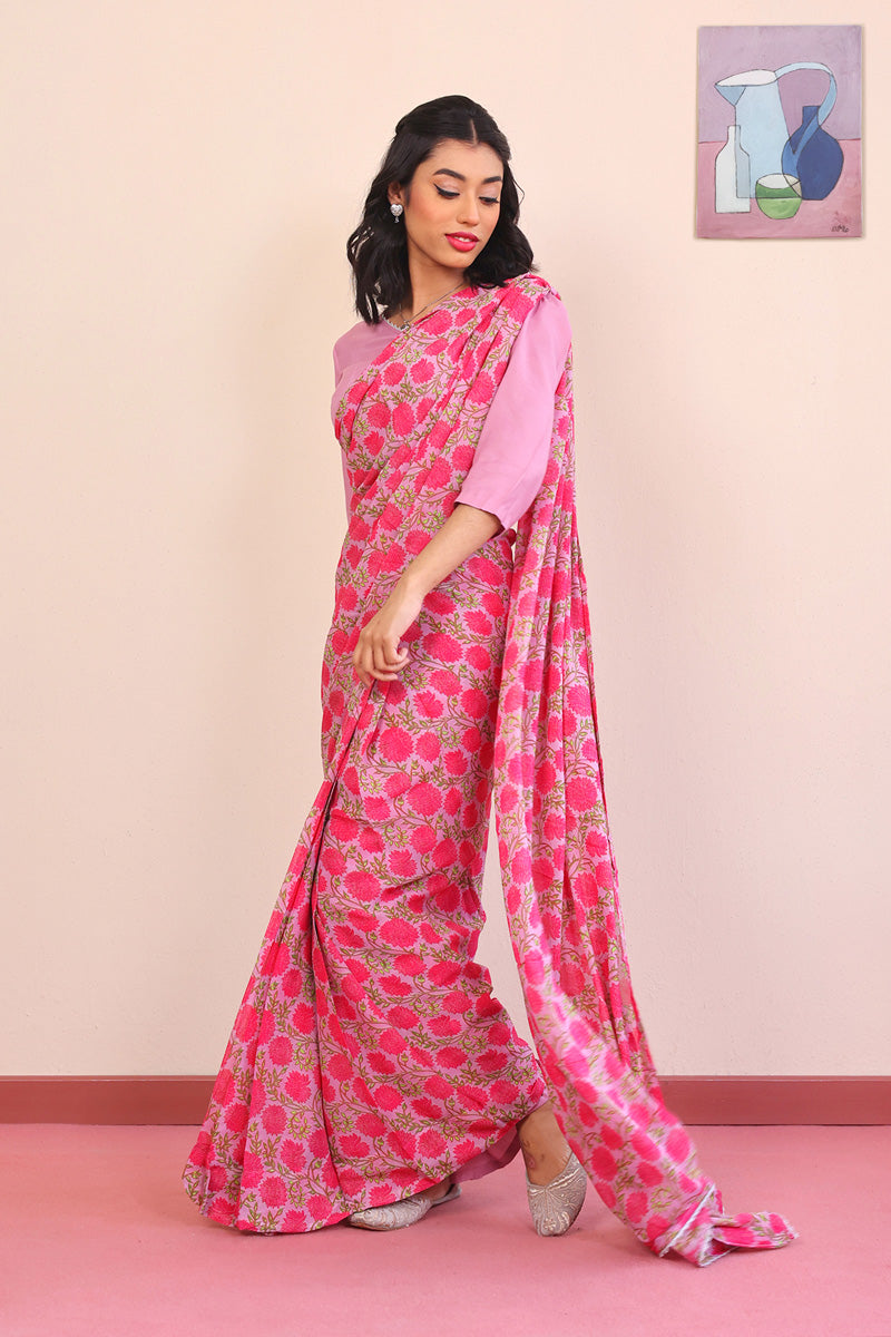 Generation - Gul Mithai Sari - Pink - Silk - 3 Piece