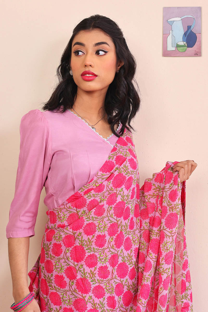 Generation - Gul Mithai Sari - Pink - Silk - 3 Piece