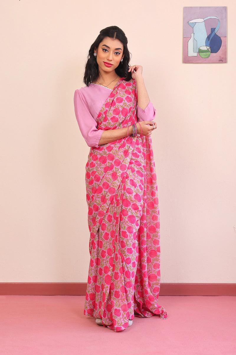 Generation - Gul Mithai Sari - Pink - Silk - 3 Piece