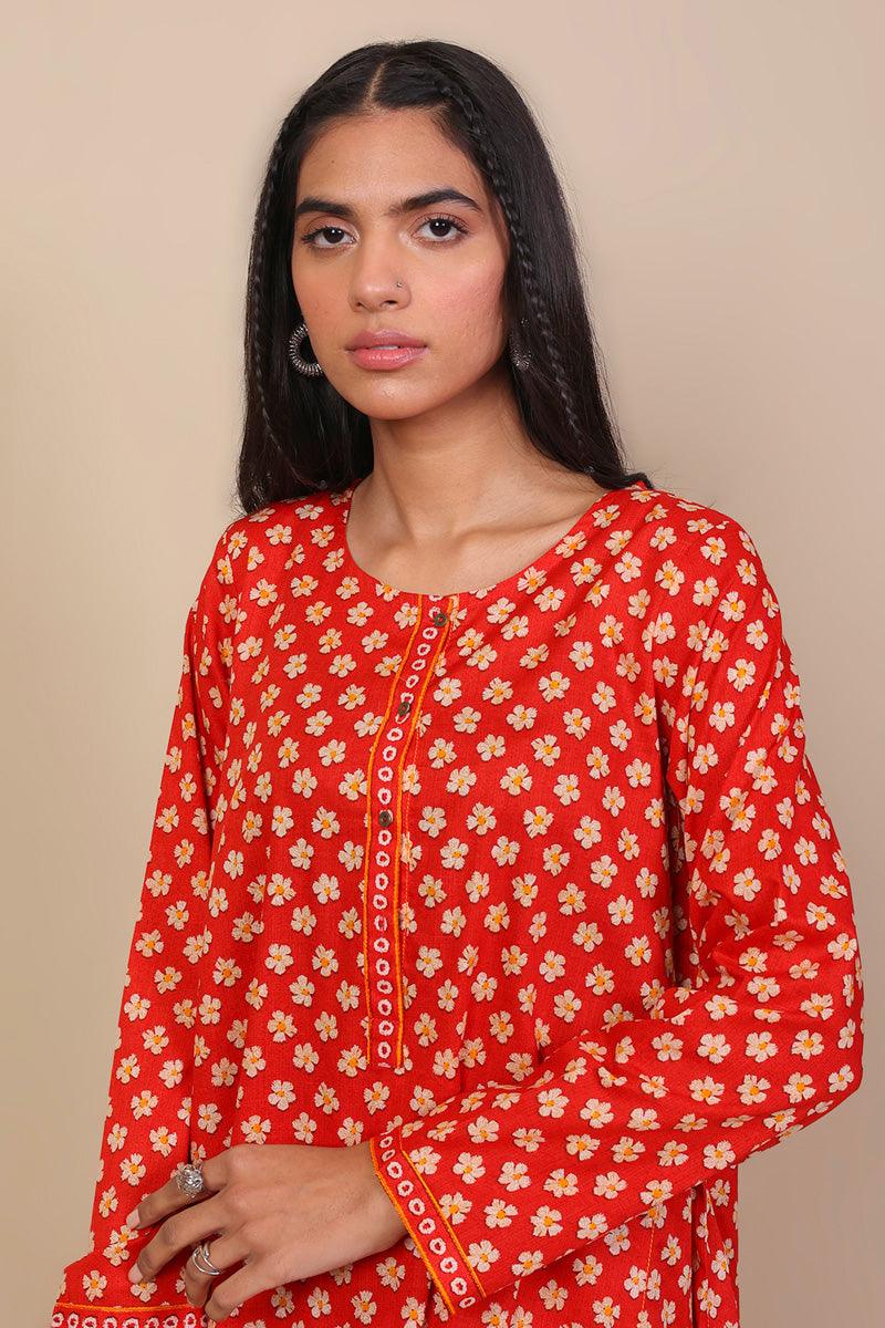 Generation - 2-Piece Moravian Daisy Set - Red - Voile