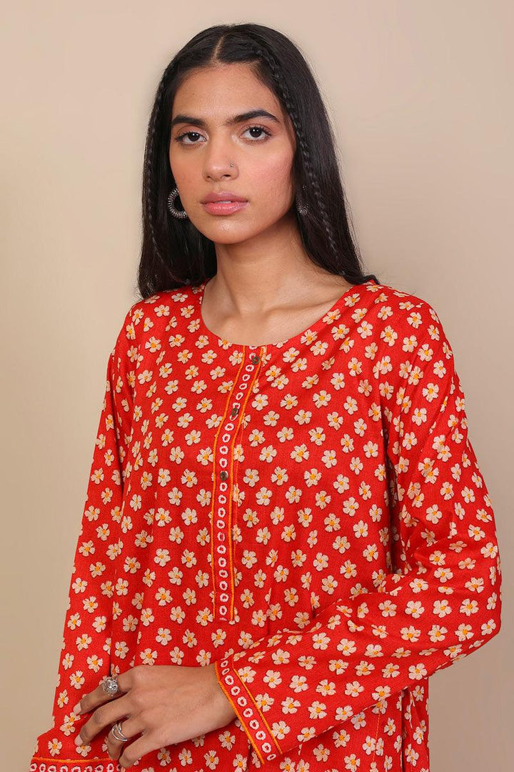 Generation - 2-Piece Moravian Daisy Set - Red - Voile