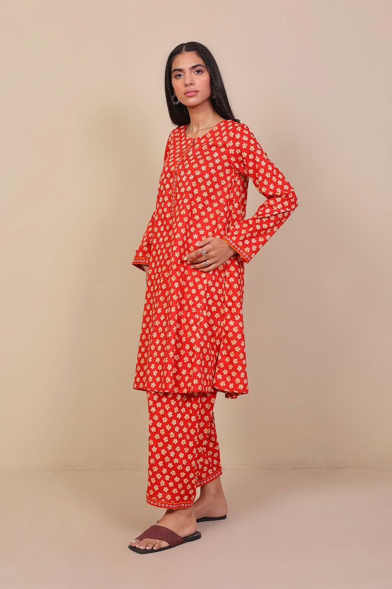 Generation - 2-Piece Moravian Daisy Set - Red - Voile