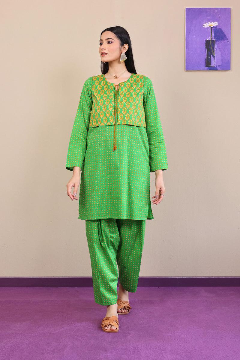 Generation - 2-Piece Saaya Koti Set - Green - Voile