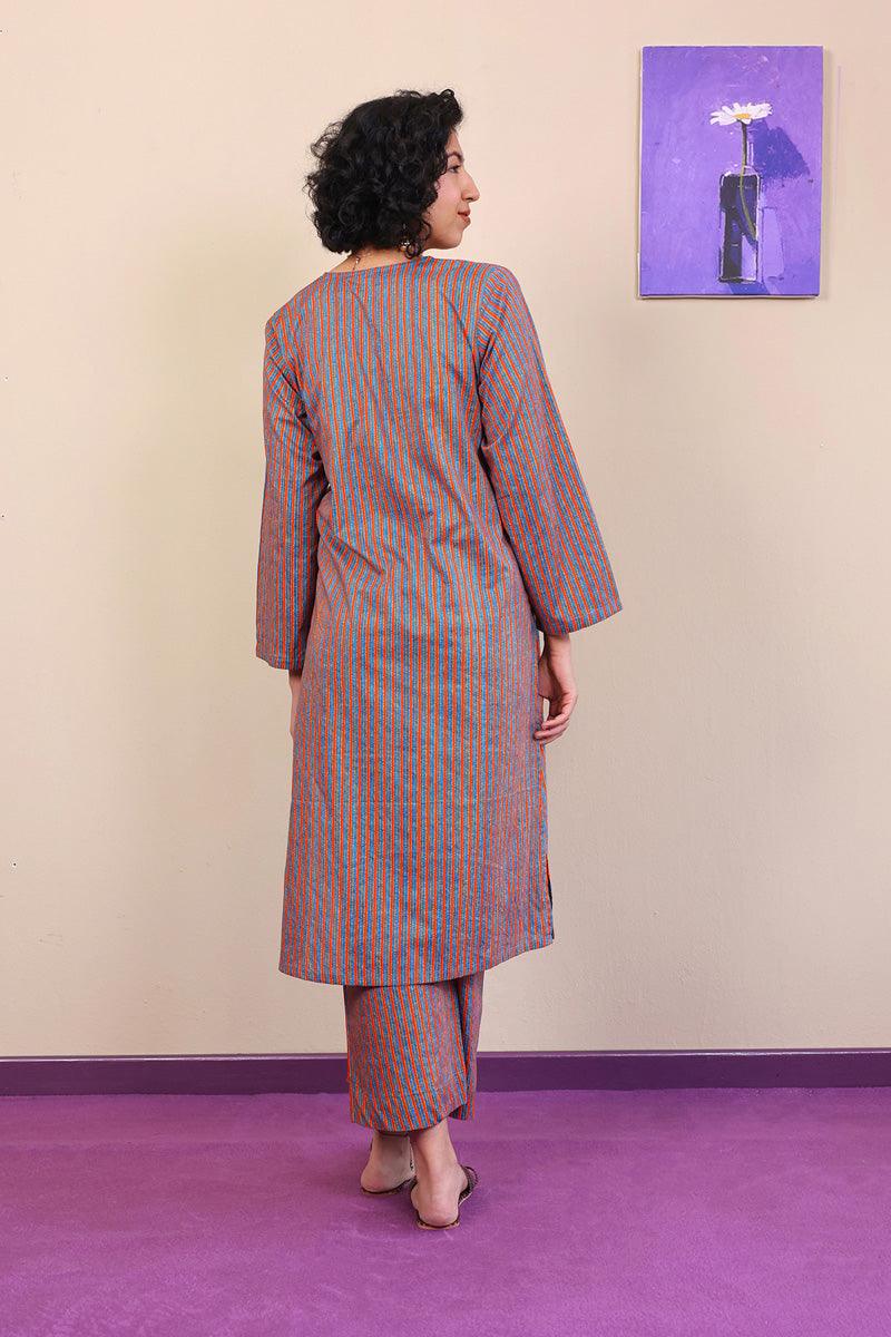 Generation - 2-Piece Sujani Stripped Set - Blue - Voile