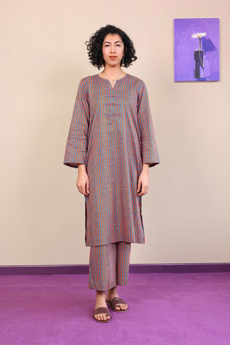 Generation - 2-Piece Sujani Stripped Set - Blue - Voile