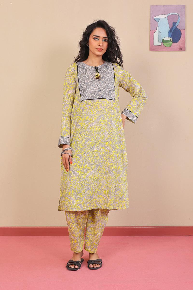 Generation - 2-Piece Keral Swirl Set - Mustard - Voile