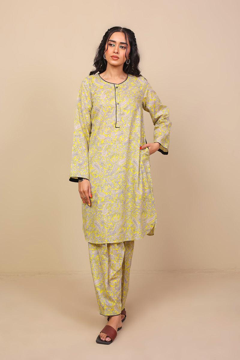 Generation - Keral 2-Piece Printed Set - Mustard - Lawn