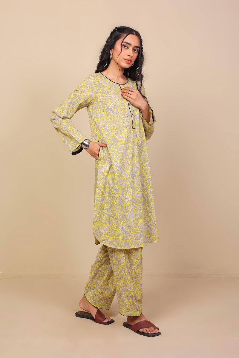 Generation - Keral 2-Piece Printed Set - Mustard - Lawn