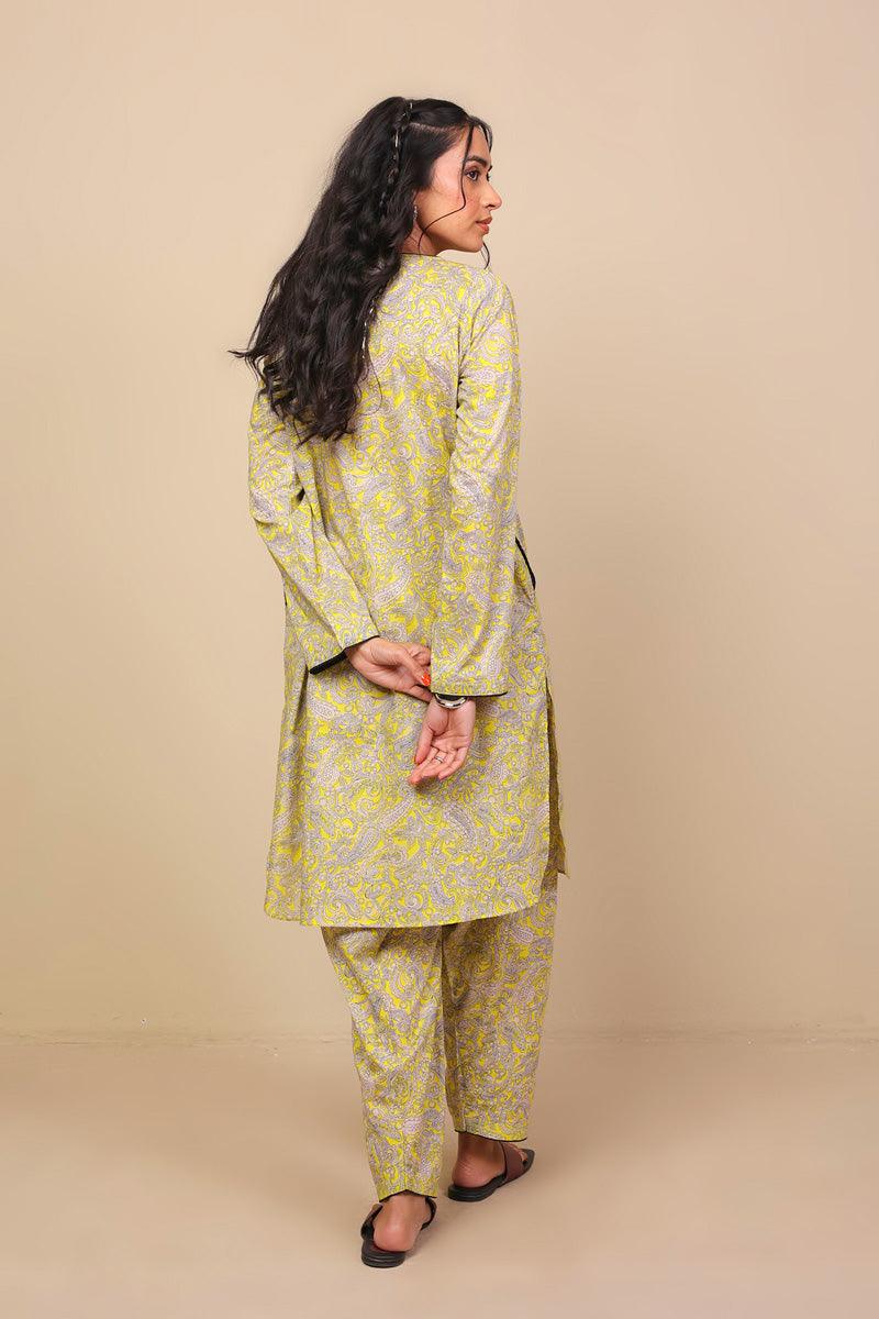 Generation - Keral 2-Piece Printed Set - Mustard - Lawn