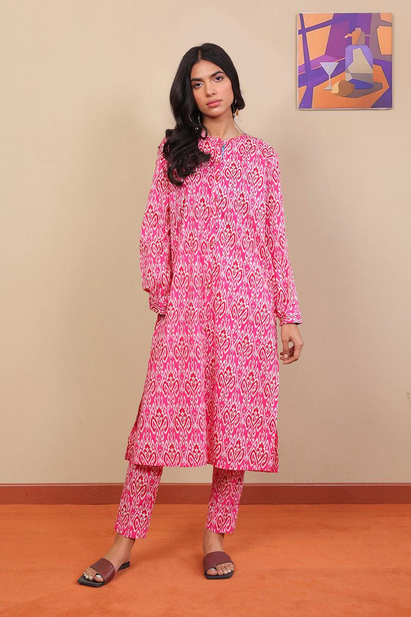 Generation - 2-Piece Block Printed Saga Gulabi - Pink - Voile