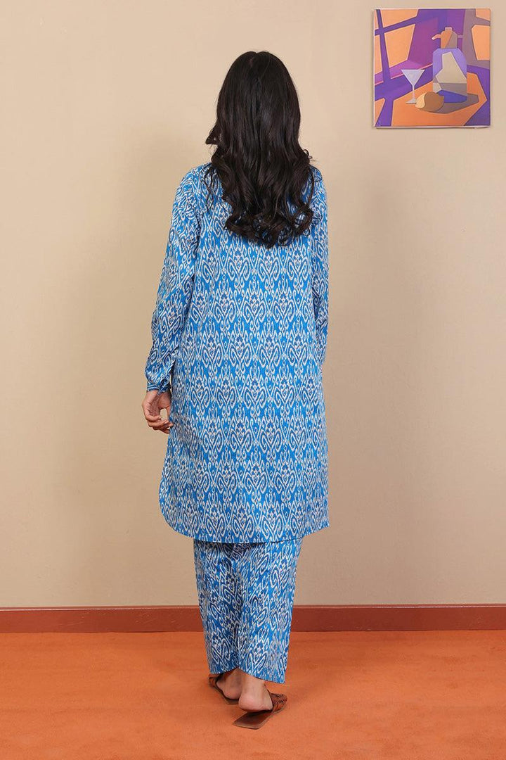 Generation - 2-Piece Block Printed Saga Set - Blue - Voile