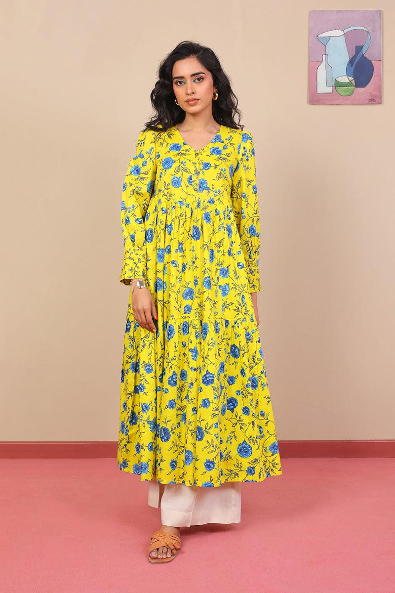 Generation - Marigold Tiered Dress - Yellow - Voile