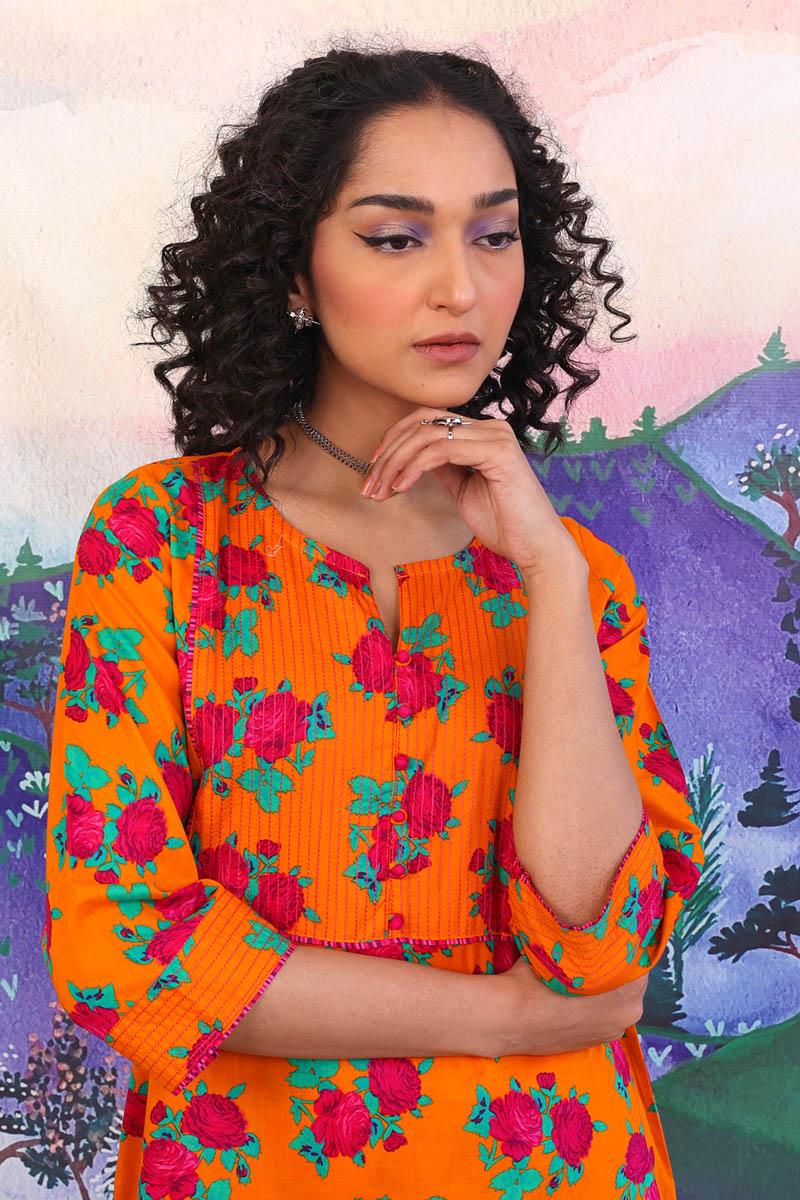 Generation - 2 Piece - Gulab Floral Matching Set - Mango Yellow - Lawn