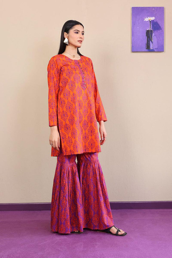 Generation - 2-Piece Thappa Gharara Set - Orange - Voile