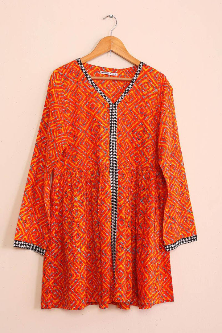 Generation - Taal Peplum - Orange - Lawn - 1 Piece
