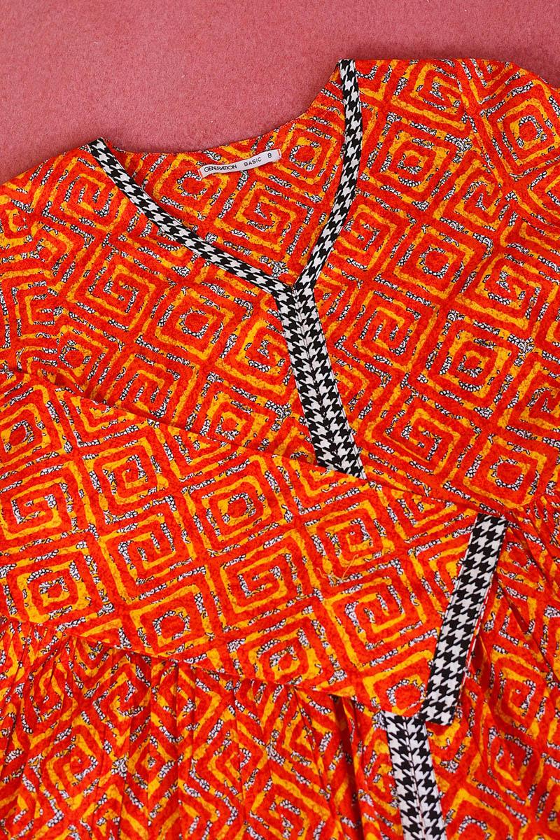 Generation - Taal Peplum - Orange - Lawn - 1 Piece