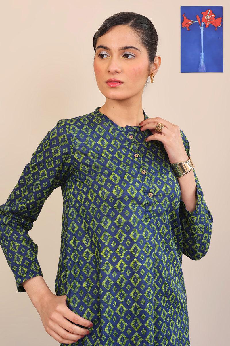Generation - Ikat Printed Set - Blue - Lawn - 2 Piece