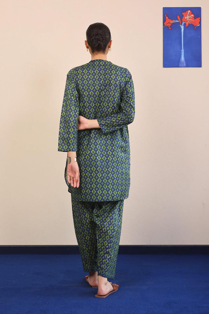 Generation - Ikat Printed Set - Blue - Lawn - 2 Piece
