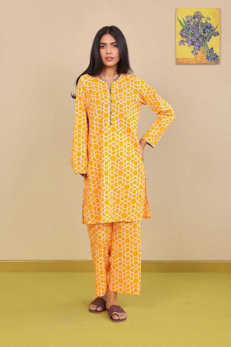 Generation - Geometric 2-Piece - Mango Yellow - Lawn