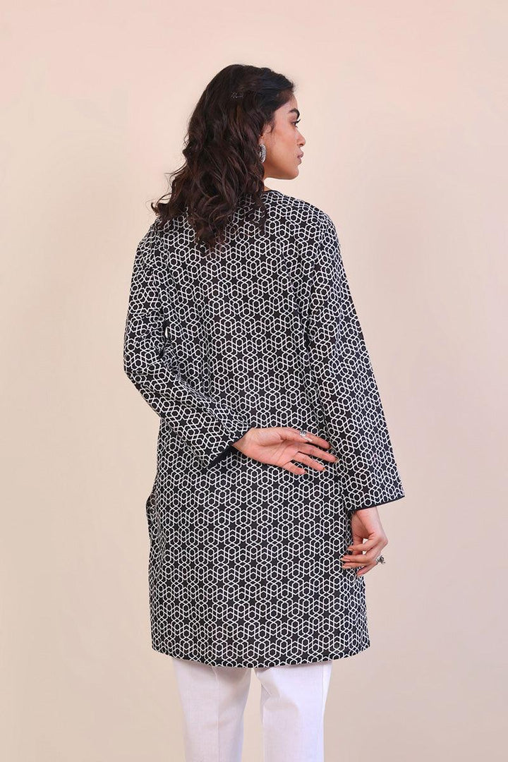Generation - 1 Piece - Geometric Kurti - Black - Lawn