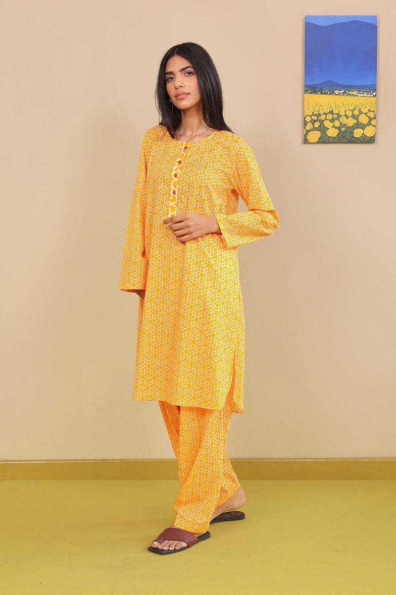Generation - 2-Piece Geometric Set - Mango Yellow - Lawn