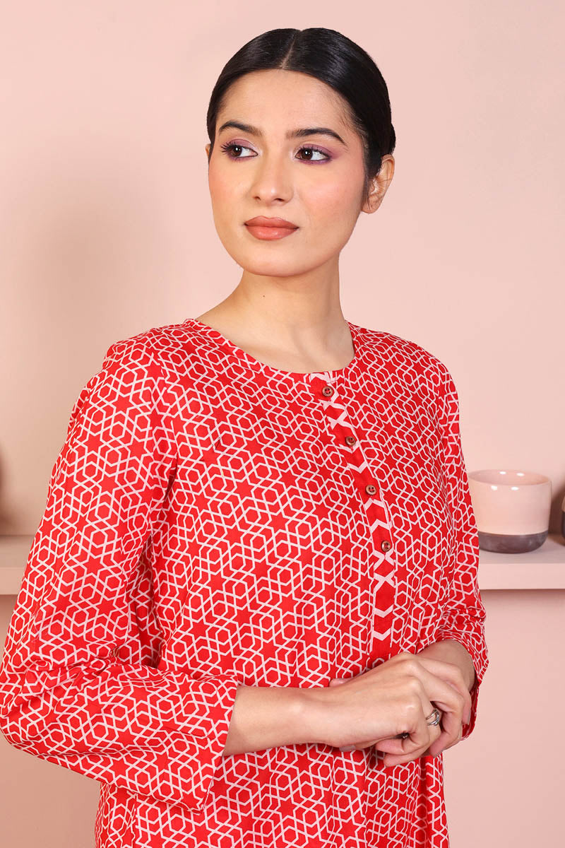 Generation - 2-Piece Geometric Set - Red - Lawn