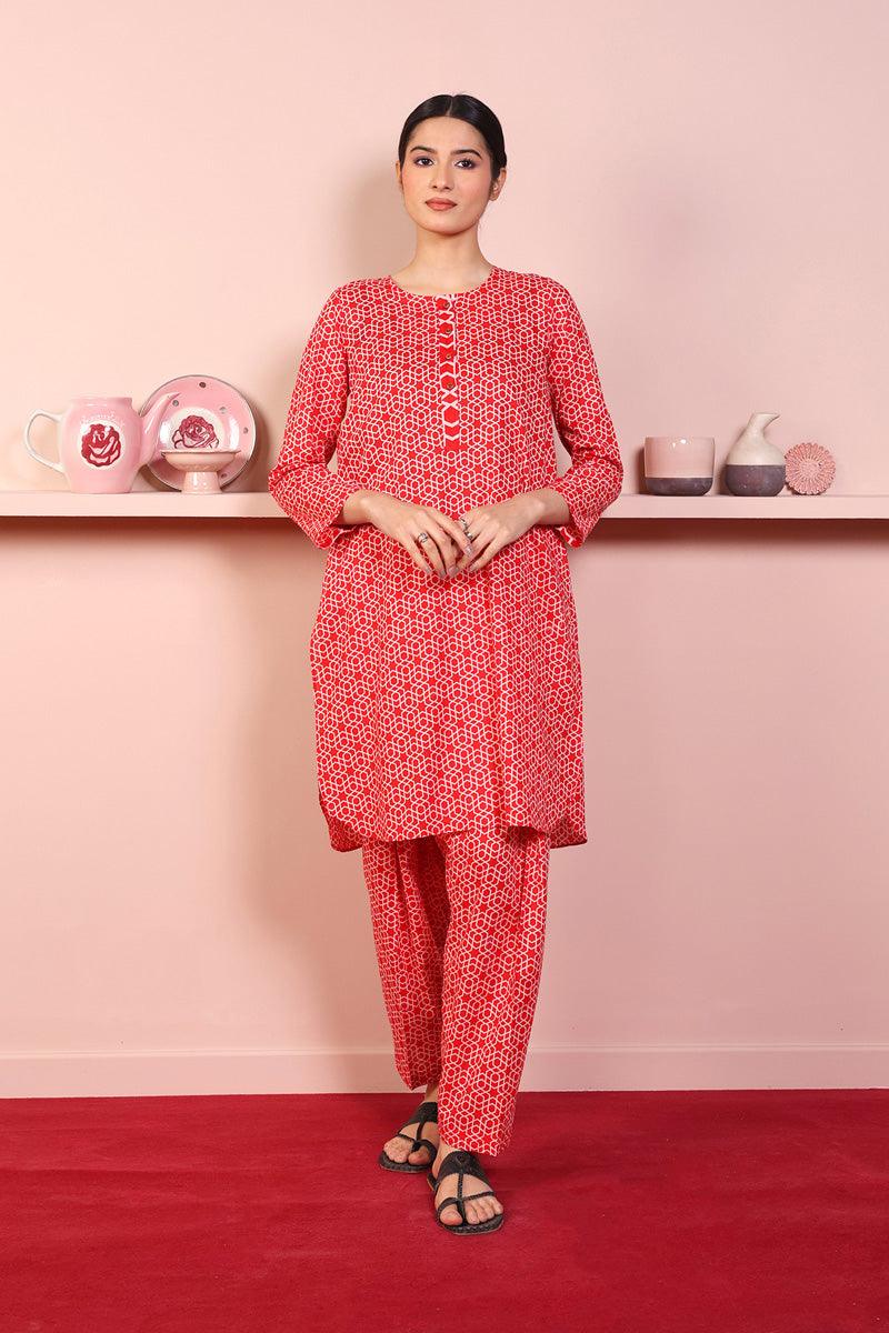 Generation - 2-Piece Geometric Set - Red - Lawn