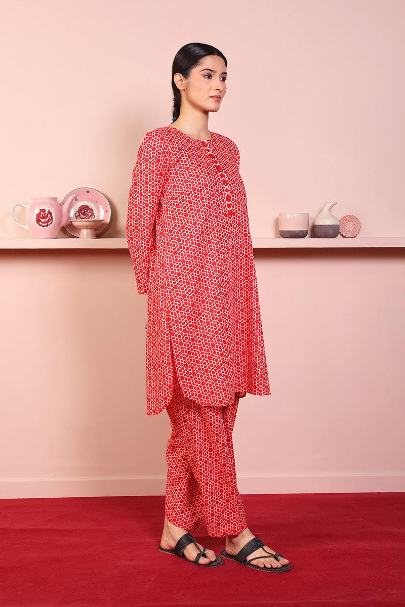 Generation - 2-Piece Geometric Set - Red - Lawn